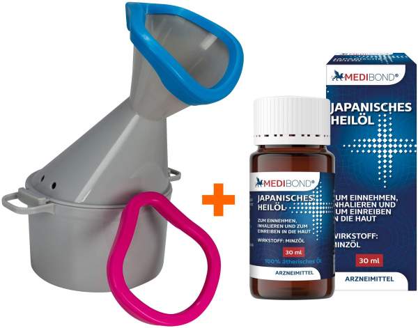 Bundle Inhalationstopf Premium mit 2 Soft-Aufsätzen + Japanisches Heilöl Medibond 30 ml
