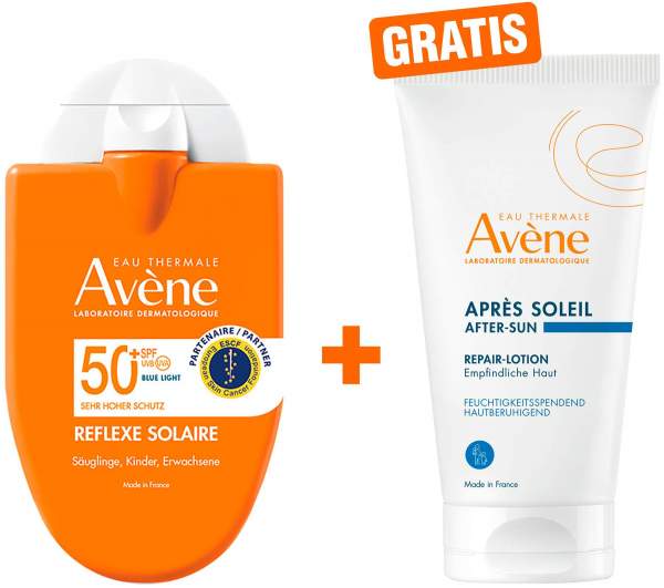 Avene Reflexe Solaire Familie SPF 50+ 30 ml Fluid + gratis Repair Lotion 50 ml