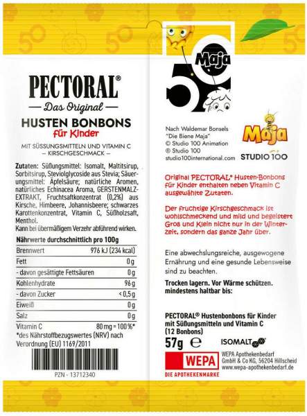 Pectoral für Kinder Biene Maja Hustenbonbons 57 g Beutel