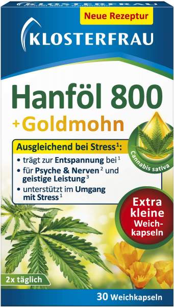 Klosterfrau Hanföl 800 mg + Goldmohn 30 Weichkapseln