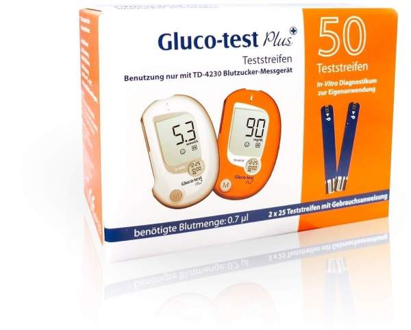 Gluco Test Plus für TD-4230 50 Blutzuckerteststreifen