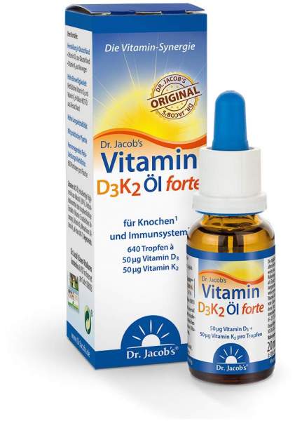 Vitamin D 3 K2 Öl Forte Dr. Jacobs Tropfen 20 ml