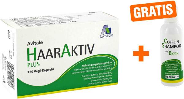 Haaraktiv Plus Vegi 120 Kapseln + gratis Coffein Shampoo 100 ml