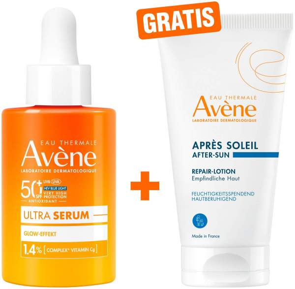 Avene Ultra Serum Glow-Effekt SPF 50+ 30 ml + gratis Avene Repair-Lotion nach der Sonne 50 ml