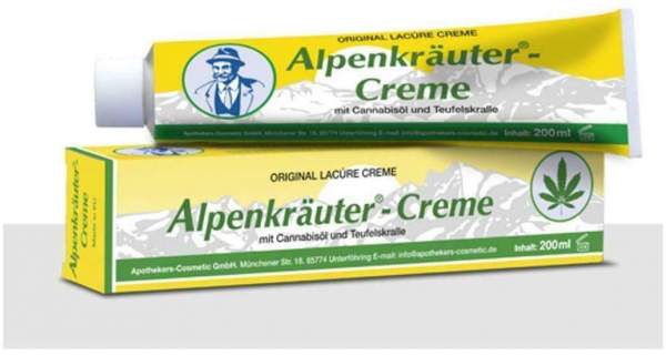 Alpenkräuter Creme Lacure mit Hanföl und Teufelskralle