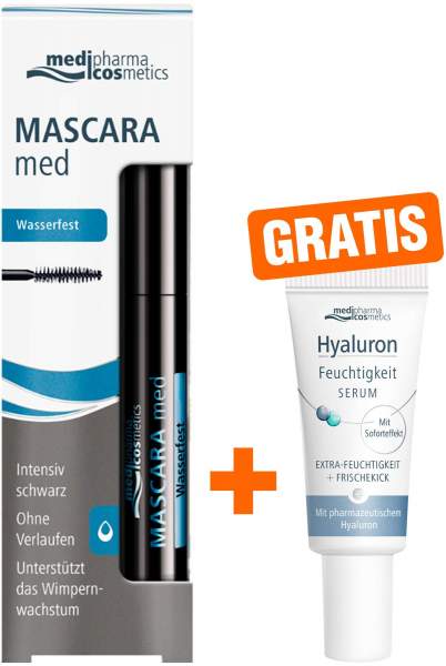 medipharma cosmetics Mascara med wasserfest 5 ml + gratis Hyaluron Feuchtigkeit Serum 5 ml