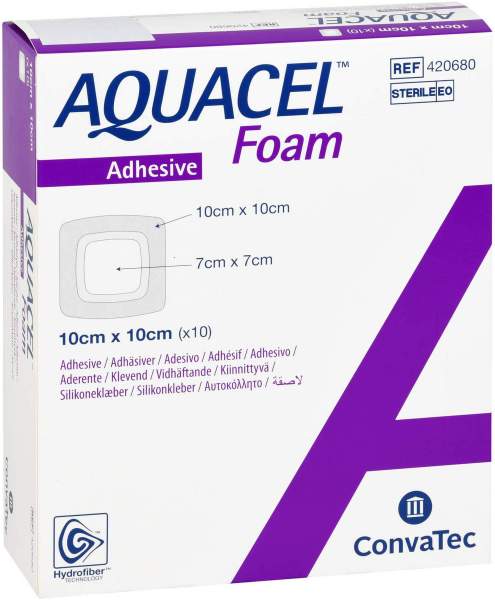 Aquacel Foam adhäsiv 10 x 10 cm Verband 10 Stück