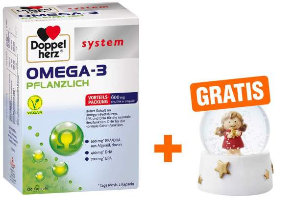 Doppelherz System Omega-3 Pflanzlich 120 Kapseln + gratis Schneekugel mit Mila - Engel 1 Stück