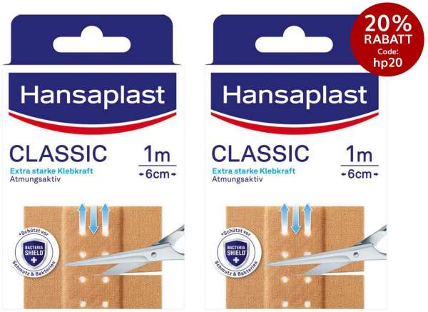 Hansaplast Classic Pflaster 2 Stück je 1 m x 6 cm