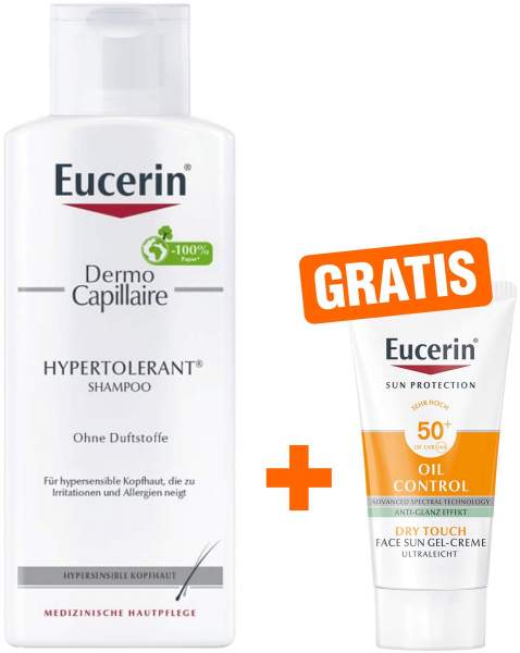 Eucerin Dermo Capillaire hypertolerant Shampoo 250 ml + gratis Eucerin Sun Gel-Creme Oil Control 20 ml