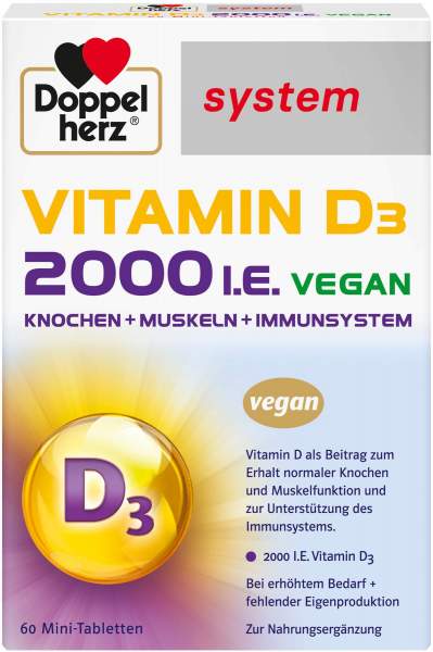 Doppelherz Vitamin D3 2000 I.E. Vegan 60 Tabletten