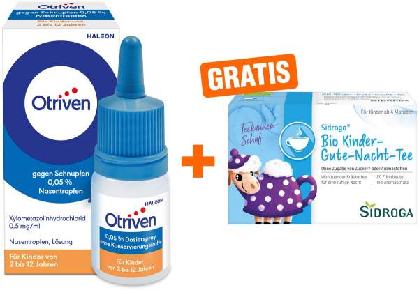 Otriven 0,05 % Nasentropfen für Kinder 10 ml + gratis Sidroga Bio Kinder Gute Nacht Tee 20 Beutel