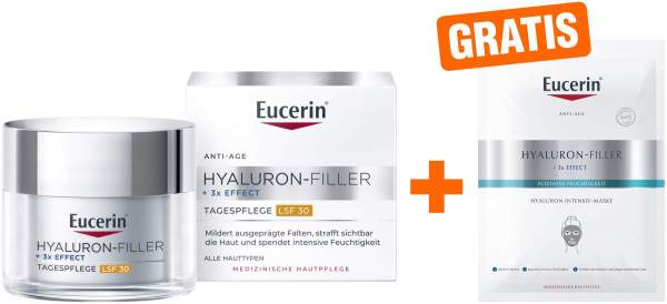 Eucerin Hyaluron Filler Tagespflege LSF30 50 ml Creme + gratis Eucerin Anti Age Hyaluron Filler Intensiv Maske 1 Stück