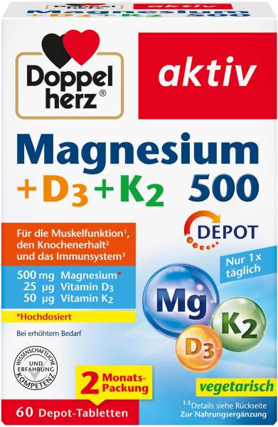 Doppelherz Magnesium 500+d3+k2 Depot 60 Tabletten