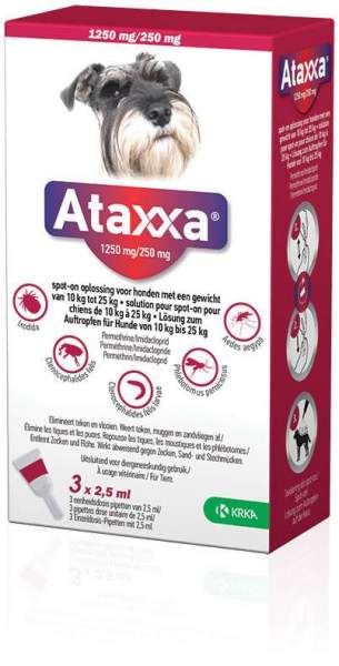 Ataxxa 1250 mg-250 mg Lösung zum Auftropfen für Hunde von 10-25 kg 3 Pipetten