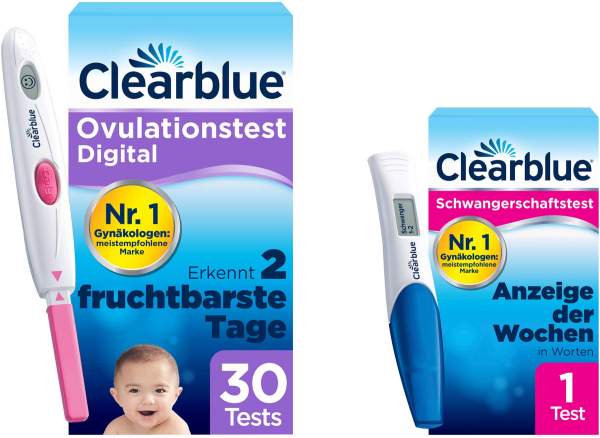 Clearblue Ovulationstest digital 30 Tests + Clearblue Schwangerschaftstest mit Wochenbestimmung Digital 1 Test