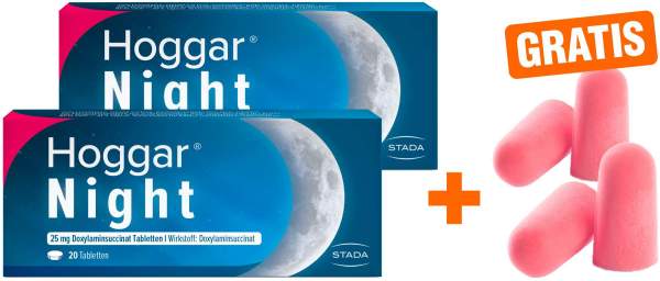 Hoggar Night 2 x 20 Tabletten + gratis Ohropax® Soft Ohrstöpsel 2 x 2 Stück