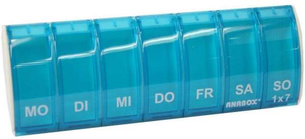 Anabox 1 Tabletten - Box Wochentage Mo - So 7 Tage - Box Türkis