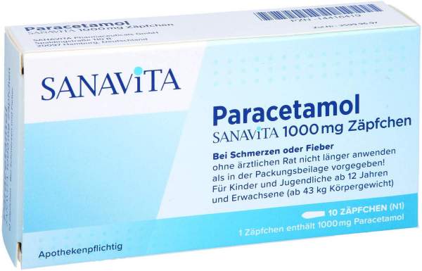 Paracetamol Sanavita 1000 mg 10 Zäpfchen