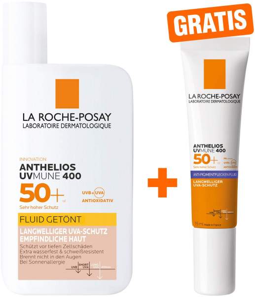 La Roche Posay Anthelios Invisible Fluid Getönt UVMune 400 LSF 50+ 50 ml + gratis La Roche Posay Anti-Pigment 15 ml
