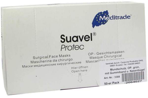 Mundschutz Op Mit Gummiband und Nasenbügel Grün 50 Stück