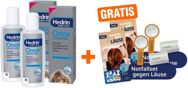 Hedrin Once Liquid Gel 2 x 100 ml + gratis Hedrin Notfall-Set gegen Läuse 2 x 1 Stück
