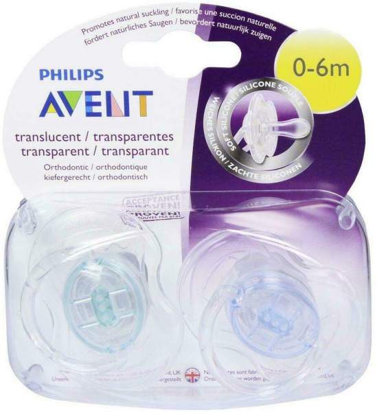 Avent Schnuller Durchsichtige Designs 0 - 6 Monate 2 Stück