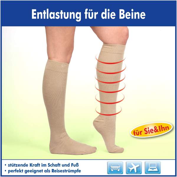 Energy Stützkniestrümpfe Unisex, beige Größe 39-42