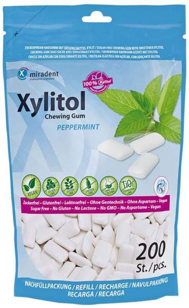 Miradent Xylitol Chewing Gum Refill Minze 200 Stück