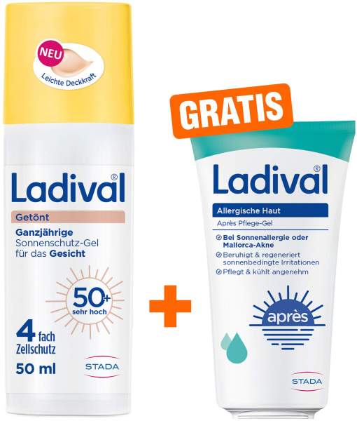 Ladival Sonnenschutz-Gel getönt LSF 50+ 50 ml + gratis Ladival allergische Haut Apres Pflege-Gel 50 ml