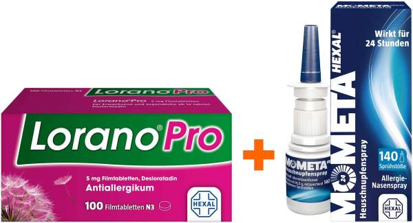 Lorano Pro 5 mg 100 Filmtabletten + Mometahexal Heuschnupfenspray 18 g