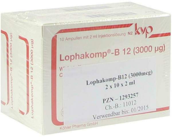 Lophakomp B12 3000 µg Injektionslösung 20 X 2 ml Injektionslösung