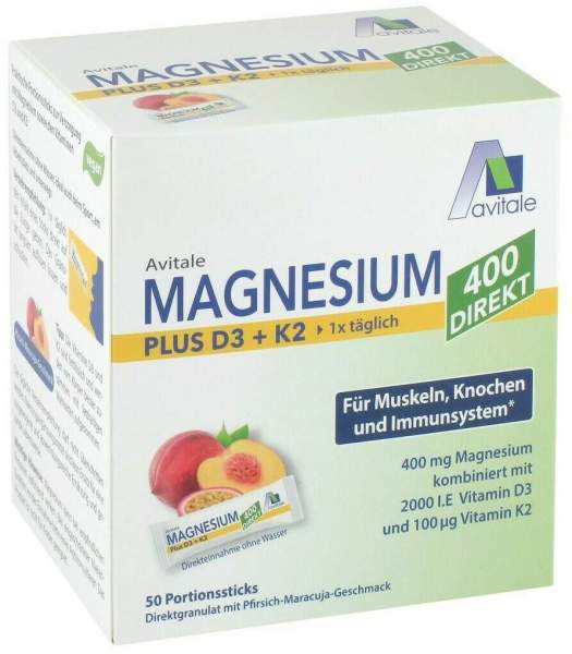 Magnesium 400 direkt Plus D3 + K2 50 Portionssticks