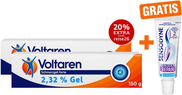 Voltaren Schmerzgel forte 2 x 150 g Gel + gratis Sensodyne Clinical Repair Zahnpasta 15 ml