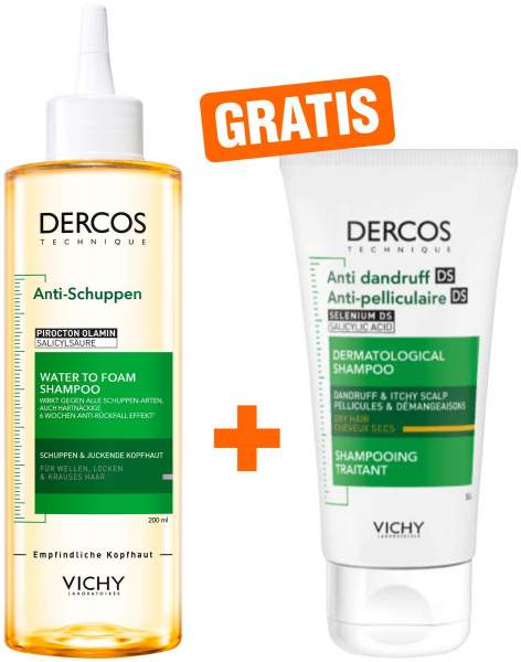 Vichy Dercos Anti-Schuppen Locken Shampoo 200 ml + gratis Vichy Dercos Anti Schuppen Shampoo trockene Kopfhaut 50 ml