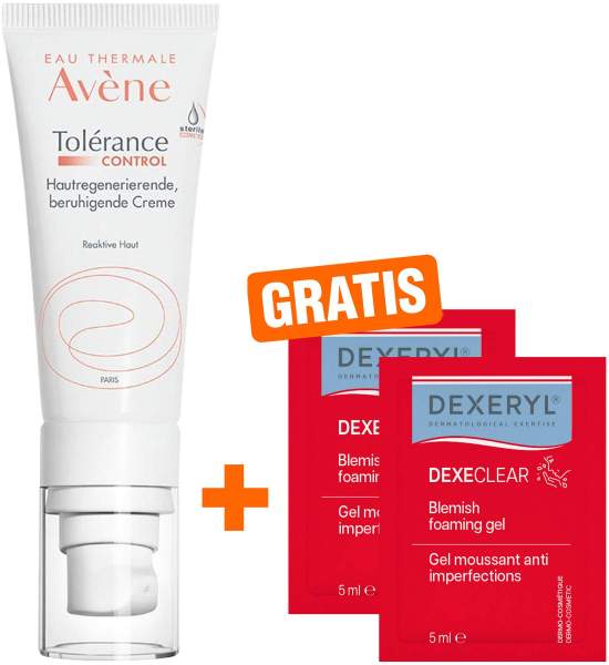 Avene Tolerance Control Creme 40 ml + gratis Dexeryl Dexeclear schäumendes Reinigungsgel 2 x 5 ml