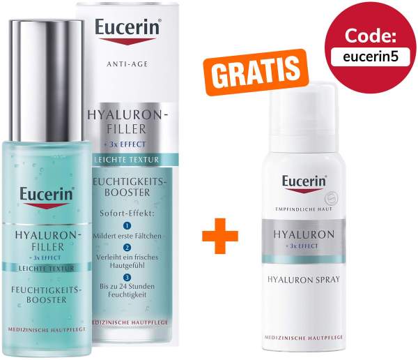 Eucerin Hyaluron Filler Feuchtigkeitsbooster 30 ml + gratis Hyaluron Spray 50 ml