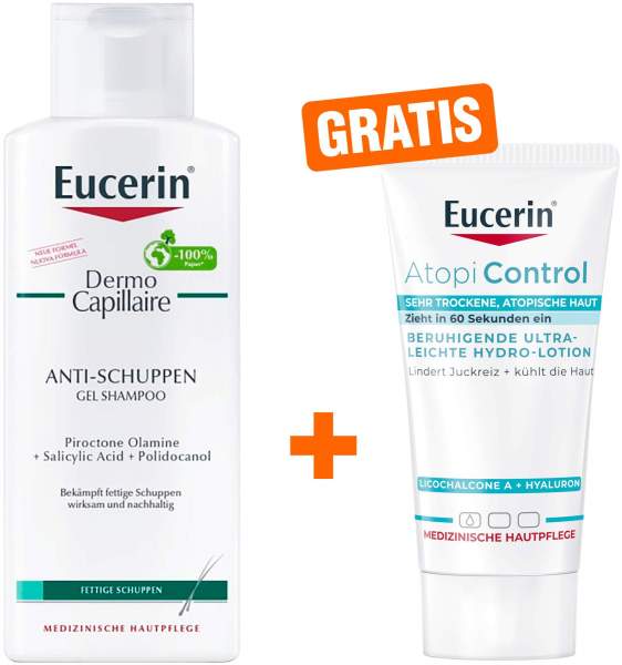 Eucerin Dermo Capillaire Anti-Schuppen Gel Shampoo 250 ml + AtopiControl Hydro-Lotion 20 ml