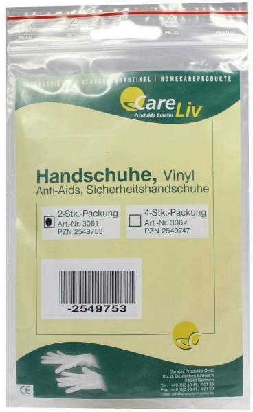 Handschuhe Vinyl Anti Aids 2 Handschuhe