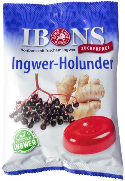 Ibons Ingwer Holunder O.Zucker Tüte Lutschbonbons 75g
