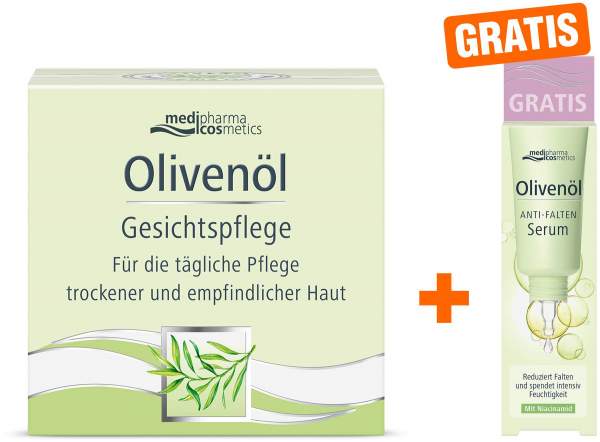 medipharma cosmetics Olivenöl Gesichtspflege 50 ml Creme + gratis Olivenöl Anti-Falten Serum 5 ml