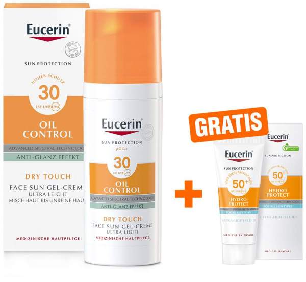 Eucerin Sun Oil Control Face Gel- Creme LSF 30 + gratis Hydro Protect Face Sun Fluid LSF 50+ 5 ml