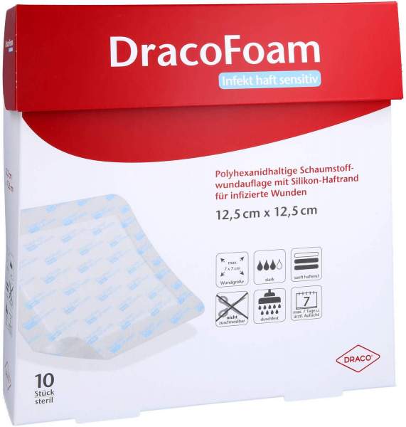 Dracofoam Infekt Haft Sensitiv Wundauf. 12,5 X 12,5 cm 10 Stück