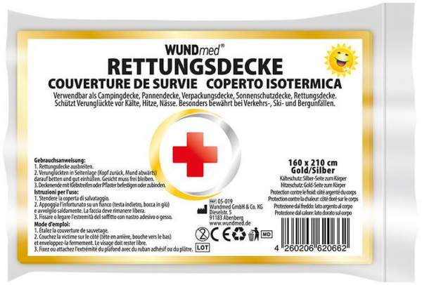 Rettungsdecke 160x210cm Gold-Silber