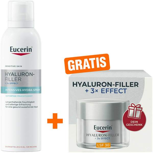 Eucerin Hyaluron-Filler Intensives Hydra Spray 150 ml + gratis Hyaluron Filler XMas Tagespflege LSF30 20 ml
