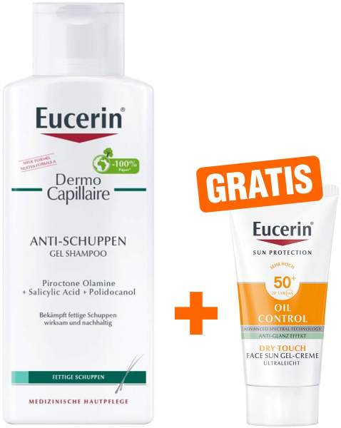 Eucerin Dermo Capillaire Anti-Schuppen Gel Shampoo 250 ml + gratis Sun Gel-Creme Oil Control 20 ml
