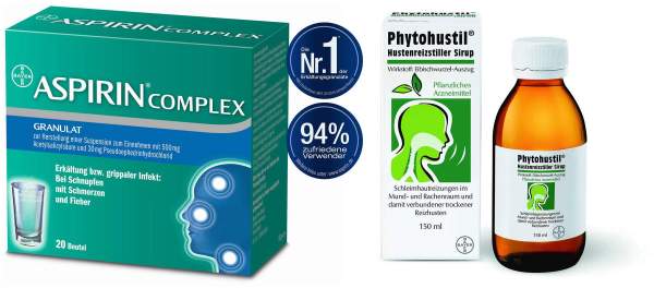 Sparset Aspirin Complex Granulat 20 Beutel + Phytohustil Hustenreizstiller 150 ml Sirup