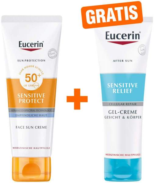 Eucerin Sun 50 ml Creme LSF50+ + gratis Sensitive After Sun 50 ml