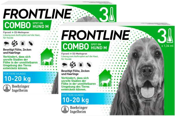 Frontline Combo Spot On Hund M 10-20 kg 2 x 3 Pipetten