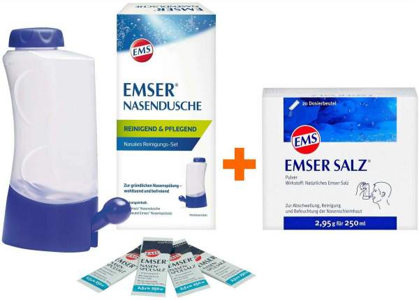 Emser Nasendusche mit 4 Beuteln Nasenspülsalz + Emser Salz Beutel 20 Stück